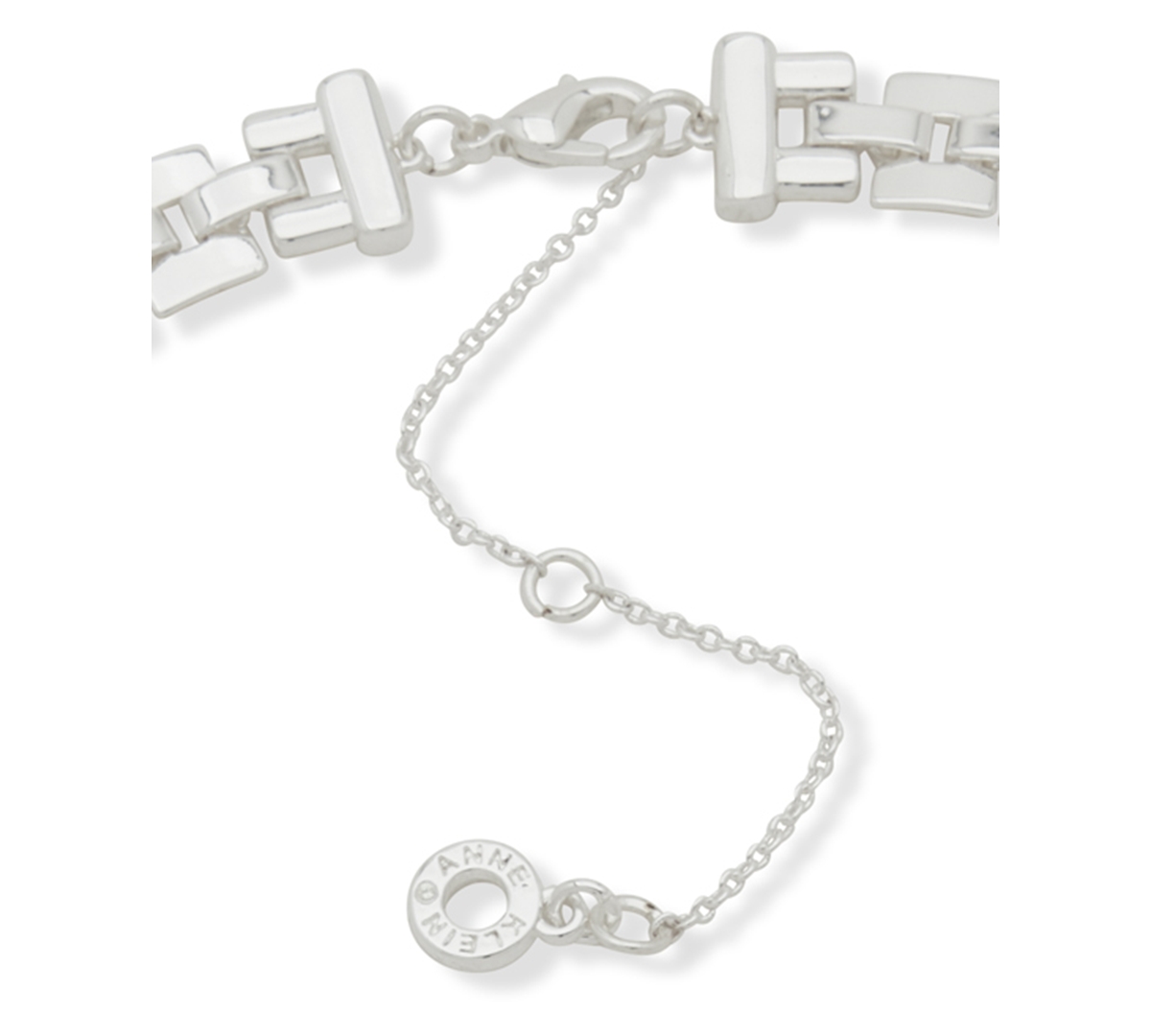 Anne Klein Cubic Zirconia Baguette Stone Linked Chain Necklace In Transparent