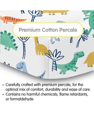 Cotton Percale Fitted Sheet, For 52" x 28"/132 x 71 cm Crib & Toddler Bed Mattress (2-Pack)