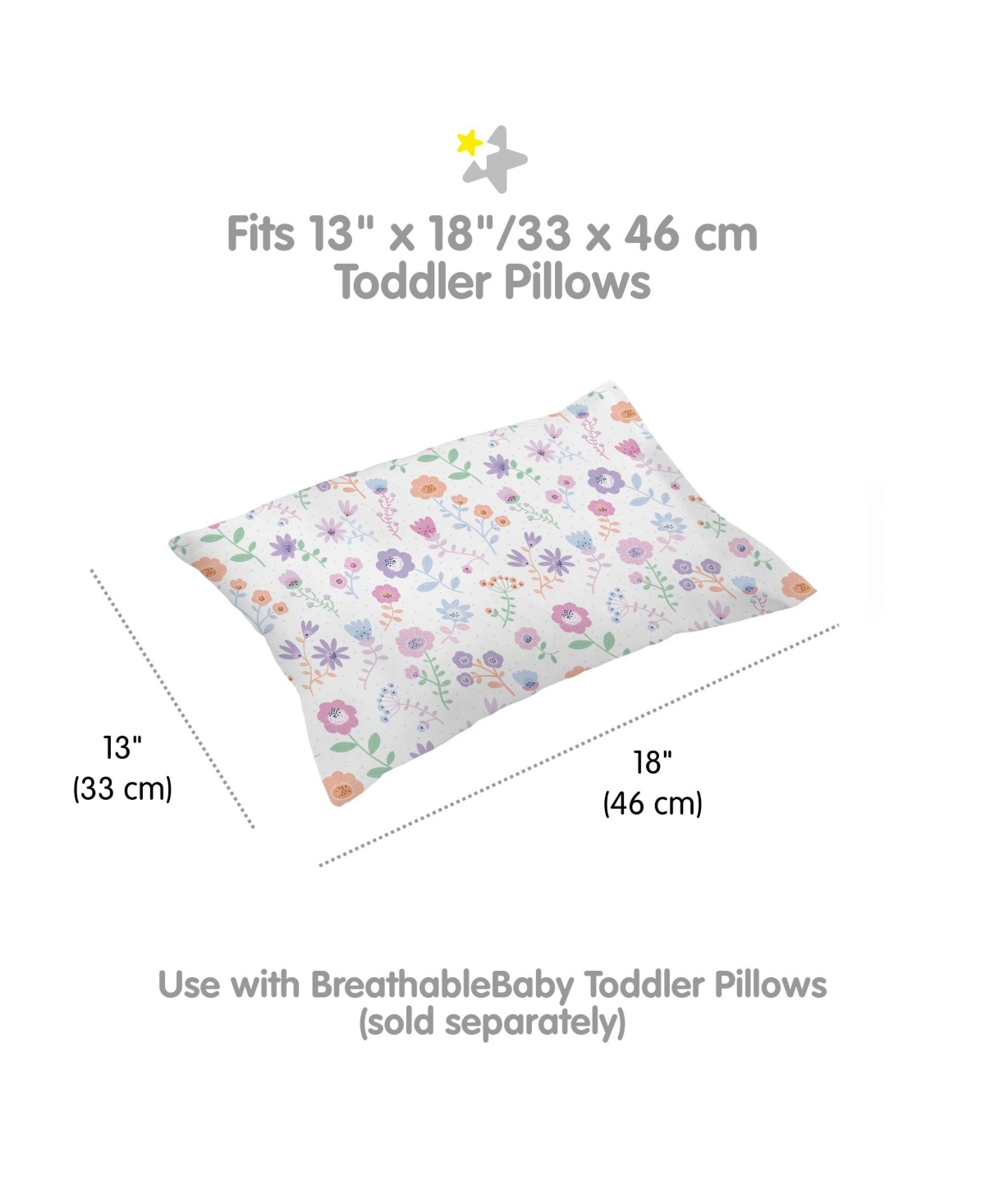 BreathableBaby Toddler Cotton Percale Pillowcase, For 13" x 18"/33 46 cm Pillow (2-Pack)