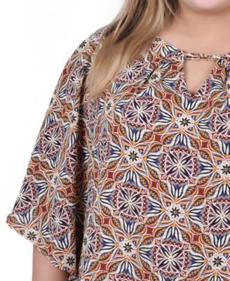Women's Plus Size Elbow Sleeve Poncho Top