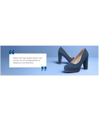 Womens Kostur Denim Block Heel Pumps