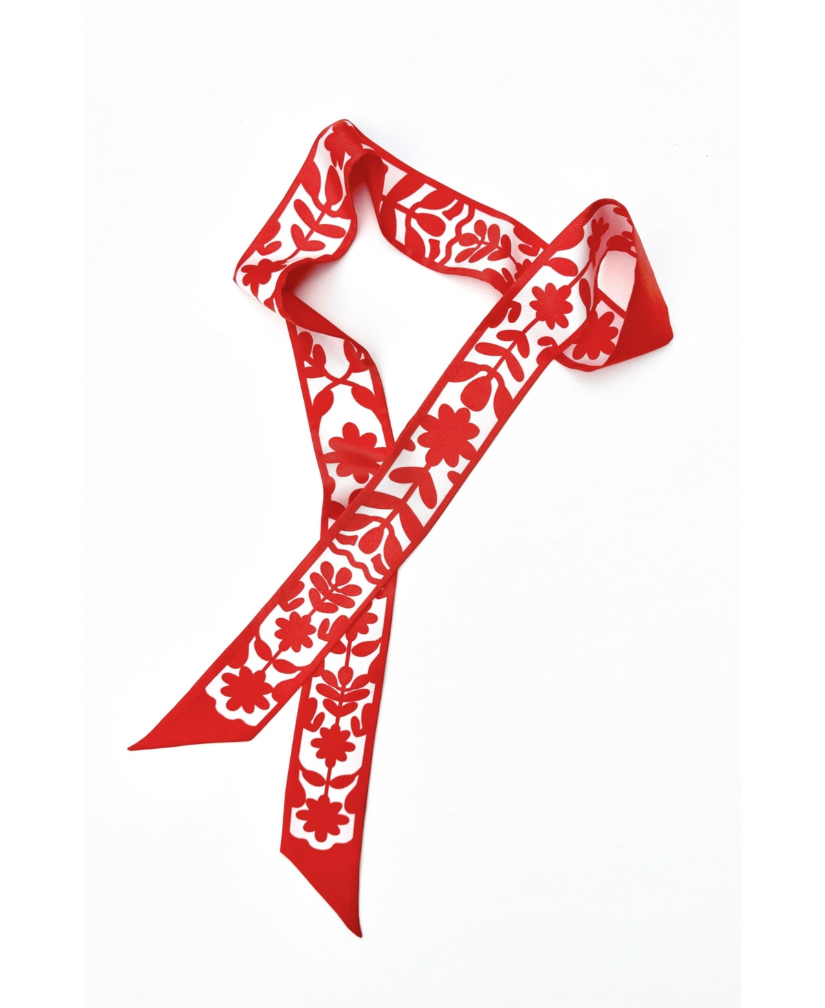 Jessie Zhao New York Silk Skinny Scarf Red Blessing