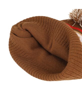 Men's Freddy Fazbear Fuzzy Jaquard And Freddy Embroidery Knit Cuff Beanie With Pom Cuff Beanie