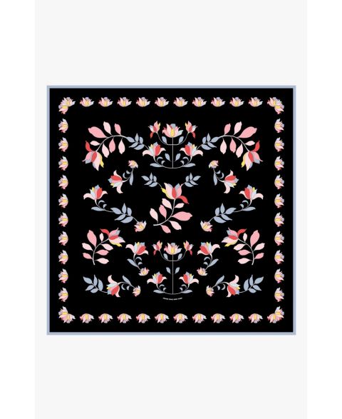 Женский шарф Jessie Zhao New York Double Sided Silk Scarf Midnight Garden, цвет: Чёрный