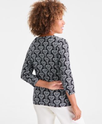 Petite Pima Trailing Hearts Top, Macy's Exclusive