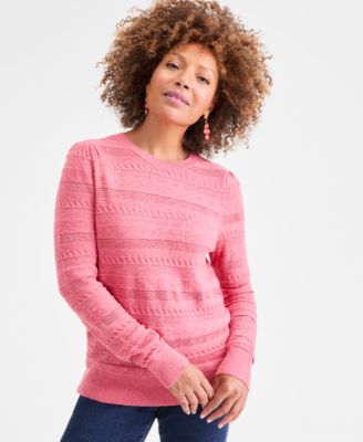 Women's Pointelle Crewneck Sweater, Macy's Exclusive
