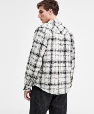 Men's Winston Long-Sleeve Tweed Plaid Button-Front Shirt Jacket