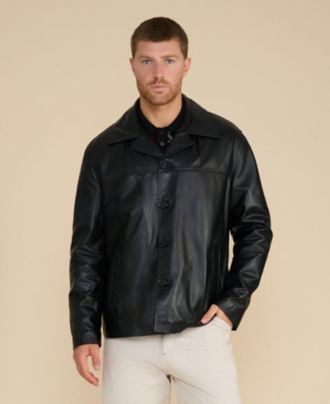 Мужской пиджак Furniq UK Axel Relaxed Leather Blazer, цвет: Чёрный