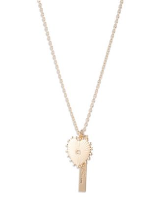 Lauren Ralph Lauren - Cubic Zirconia and Glass Stone Logo Heart Pendant Necklace