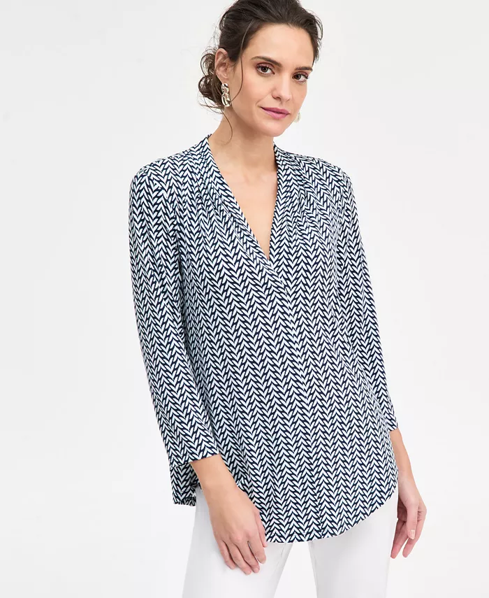 Women's Printed 3/4 Sleeve V-Neck Knit Top
