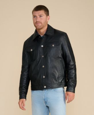 Furniq UK Men's Leather Shirt Style Jacket, Created for Macy's