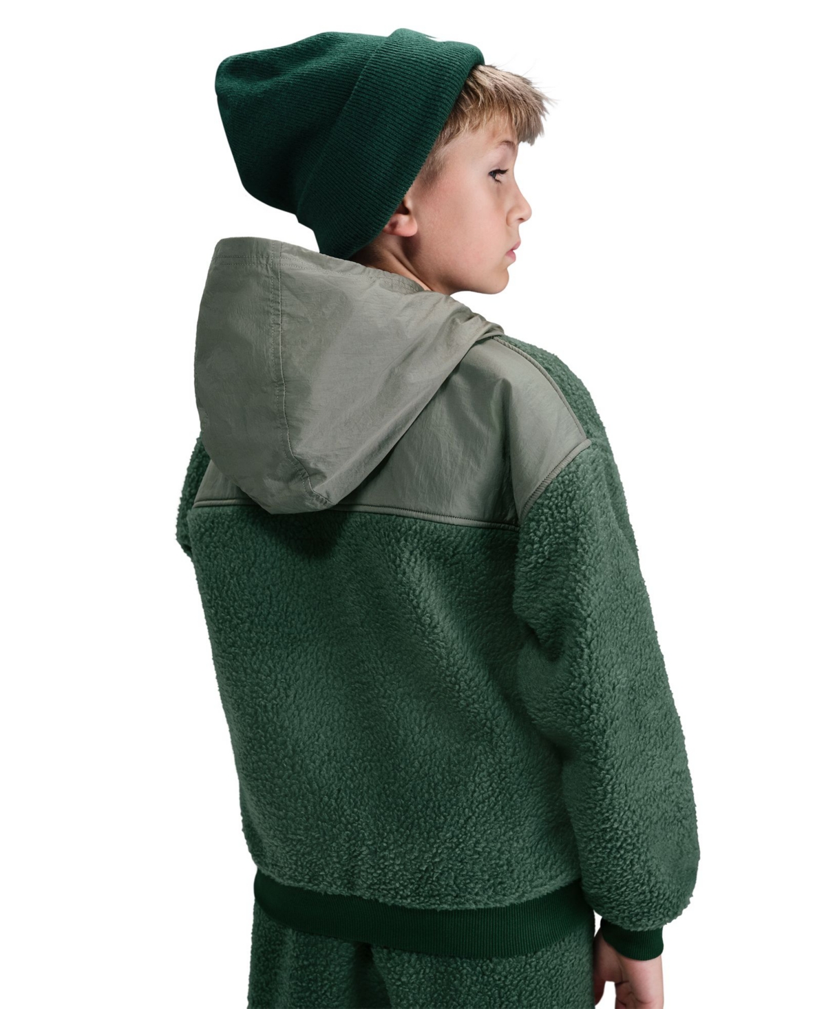 Nike Sportswear Club Fleece Big Kids' Loose 1/4-zip Hoodie In Green