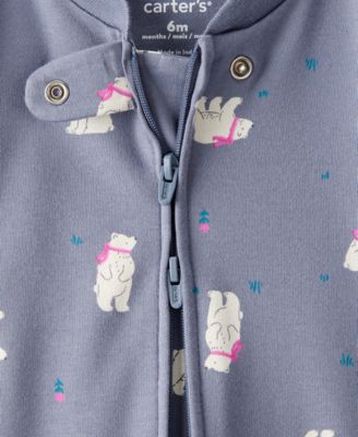 Baby Girls' Polar Bear Print Sleep and Play Pajama