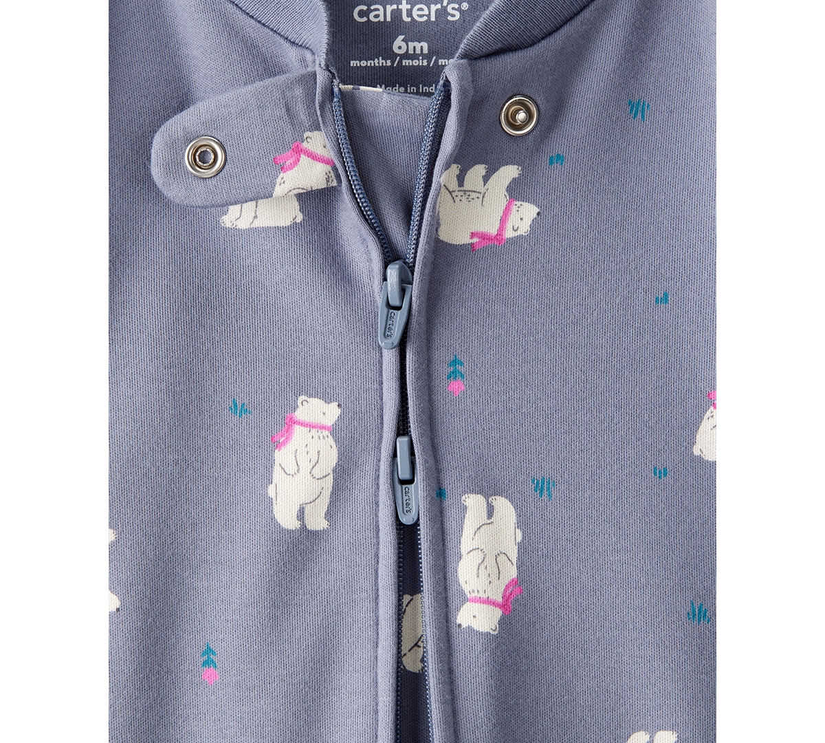 Carter's Baby Girls Polar Bear Print Sleep And Play Pajama In Gray