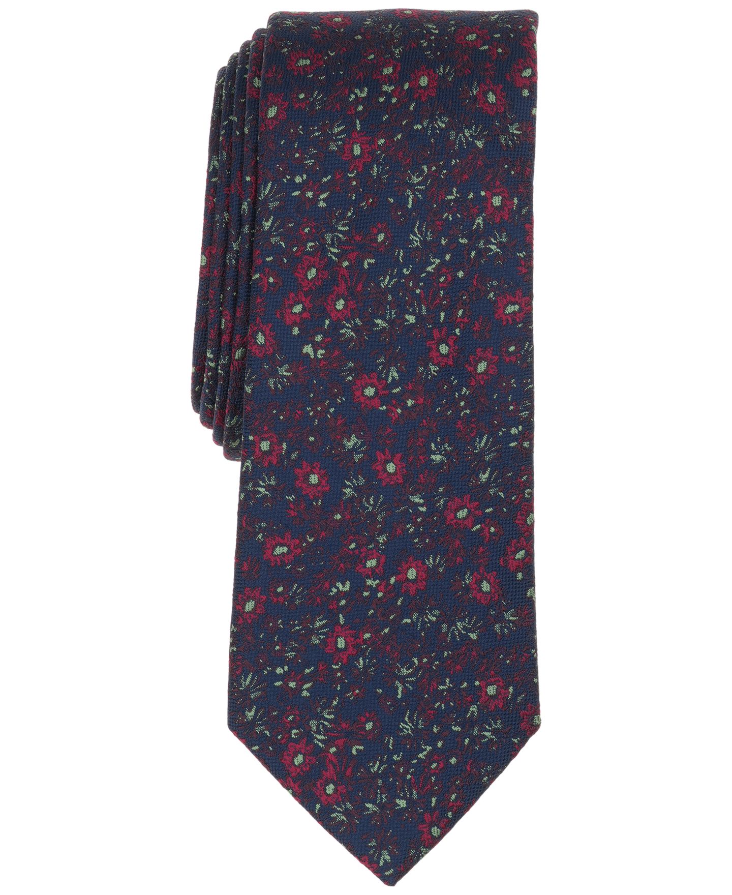 Мужские галстуки Bar III Rogue Floral Pattern Tie, цвет: Бордовый / Тёмно-синий — фото 1