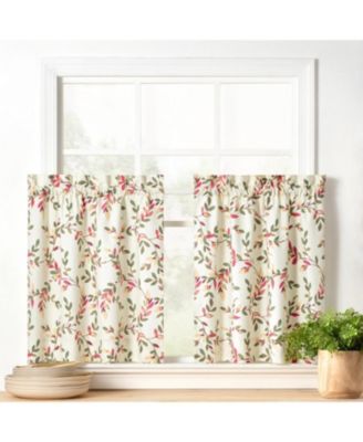 Ellis Vintage Stylish Medium Scale Printed Vine Pattern 1.5" Rod Pocket Tier 56"x24" Pecan