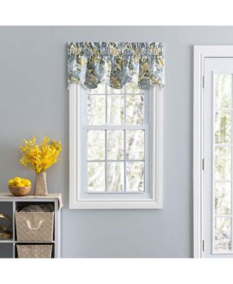 Ellis Hydrangea Classic Pattern Printed 3" Rod Pocket Window Scallop Valance Lined 70"x15" Blue
