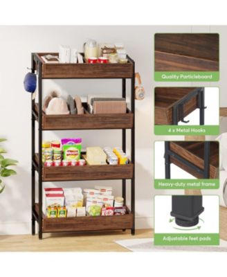 Backer Rack 4 Tiers, Kitchen Backers Rack with Hooks, 29.13"W