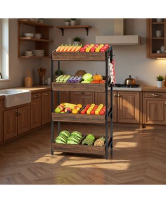 Backer Rack 4 Tiers, Kitchen Backers Rack with Hooks, 29.13"W