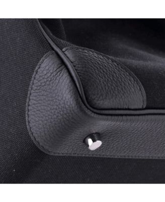  HAC 40 Handbag Toile and Black Togo with Palladium Hardware