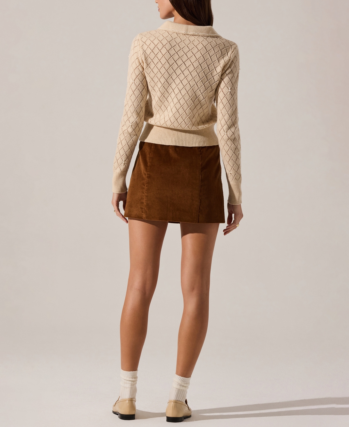 Astr Women's Aspyn Collared Sweater In Brown