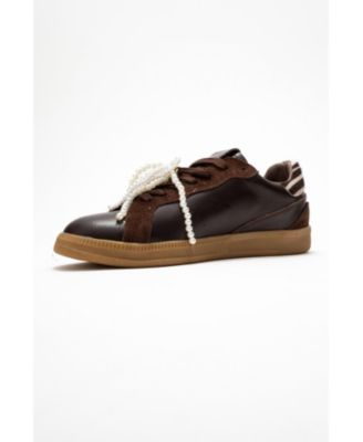 Taren Leather Pearl Buckle Sneakers (Women)