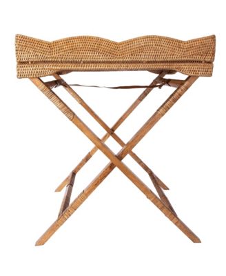 Scallop Design Butler Tray with Wooden Legs