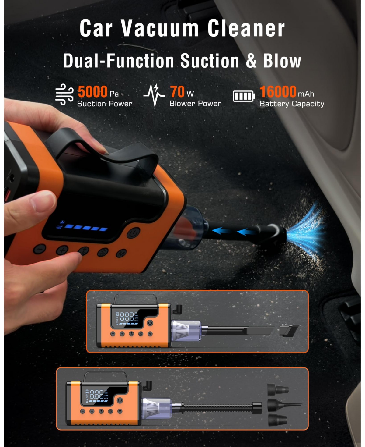 Alpha DigitalCar Jump Start, 150PSI Air and Vacuum: 3000A for 8.0L Gas/6.0L Diesel