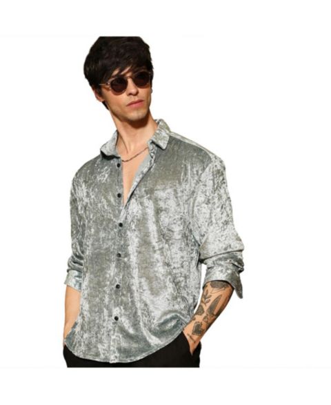 Мужская рубашка Cahoot Campus Sutra Sage Green Solid Velvet, цвет: Зелёный