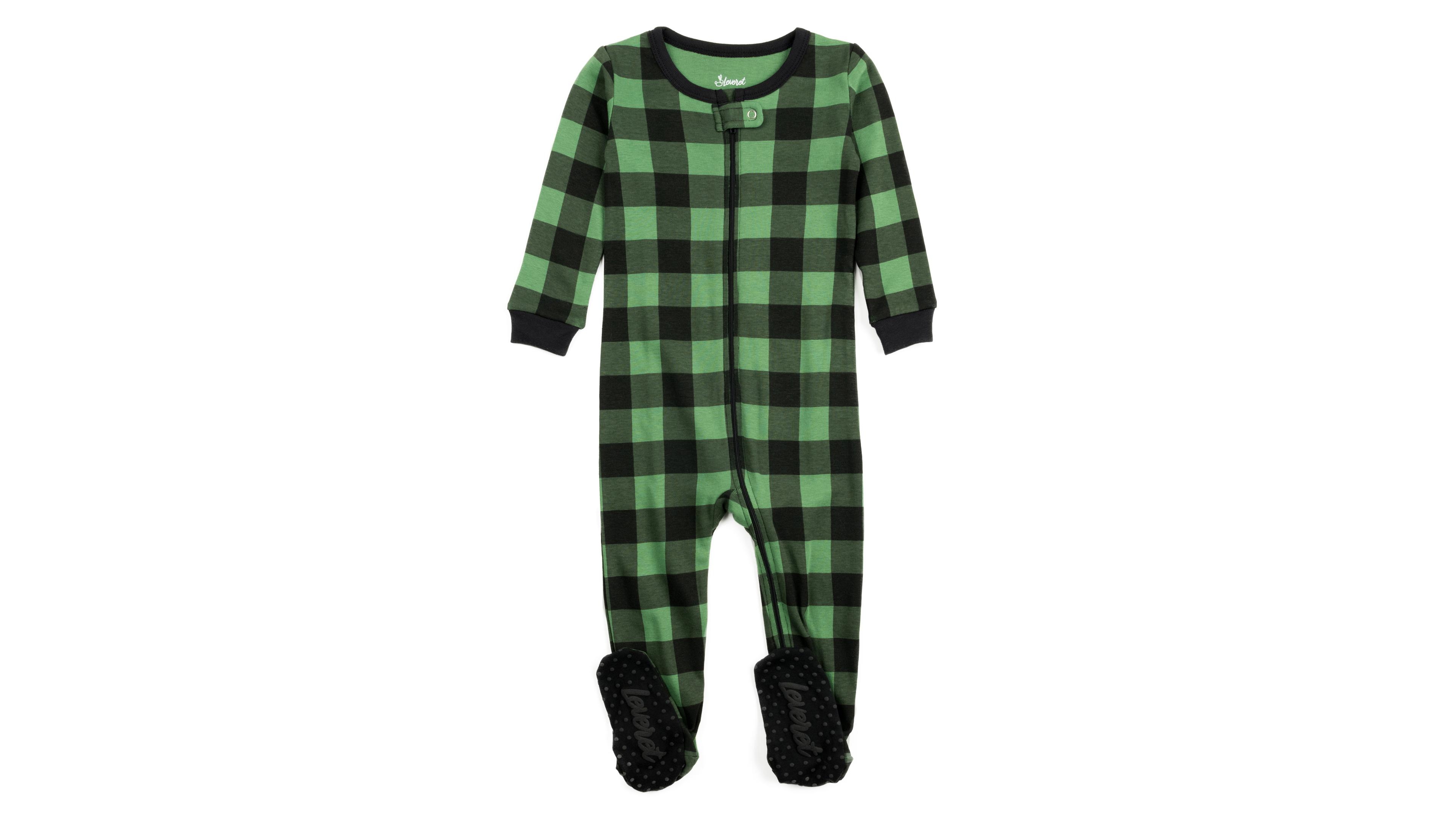 Leveret Toddler Footed Cotton Plaid Holiday Pajamas