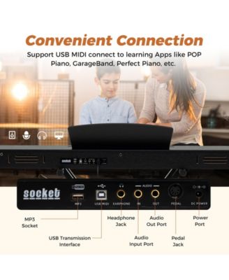 88-Key Semi-Weighted Digital Piano Set with Adjustable Stand and Triple Pedals