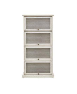 Glass display cabinet 4 Tier Glass Display Cabinet Storage Curio Cabinet with Flip up Glass Doors