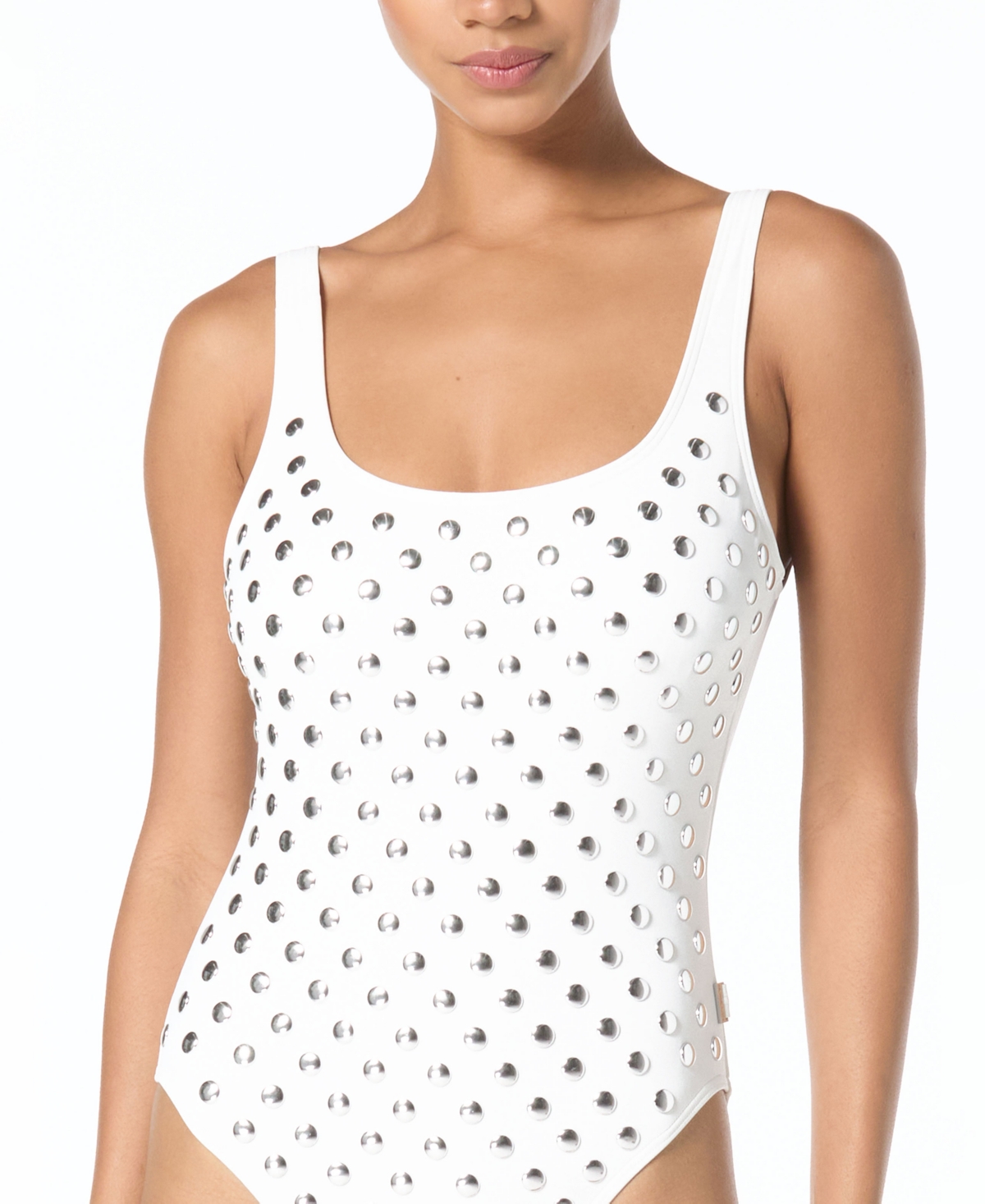 Michael Kors Women's Studded Scoop Neck One Piece Swimsuit