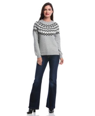 Petite Crew Neck Fair Isle Long Sleeve Sweater
