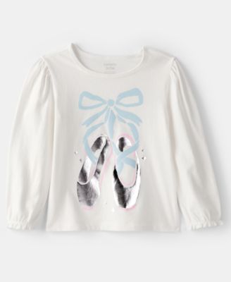 Carter's - Girls Toddler 2T-5T Long-Sleeve Metallic Graphic T-Shirt