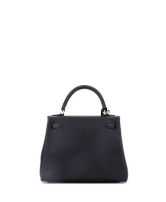  Kelly 25 Handbag Black Swift with Palladium Hardware