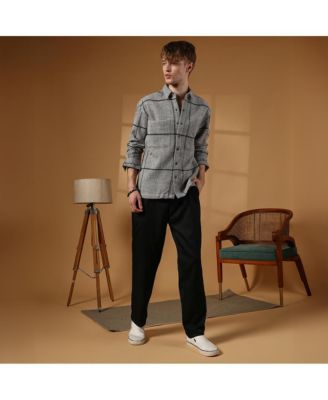 Men's Moon Grey Graph-Check Waffle Overshirt