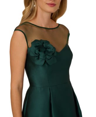 Women's Boat Neck Floral Mesh Dress