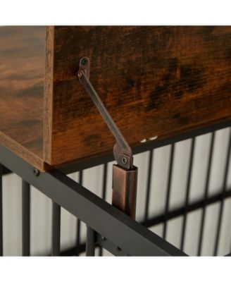  43.3 in. W x 29.9 in. D x 33.5 in. H dog crate wrought iron frame door with side openings in Rustic Brown