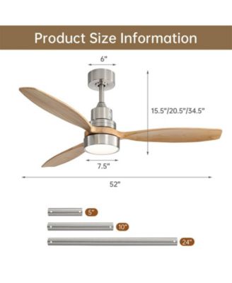 52 Inch 3 Blade Ceiling Fan with Light Source and Remote Control