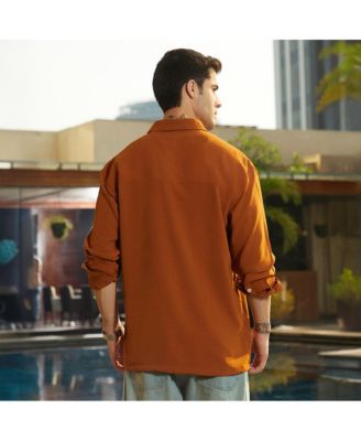 Men's Rust Orange Breezy Wrinked Shirt