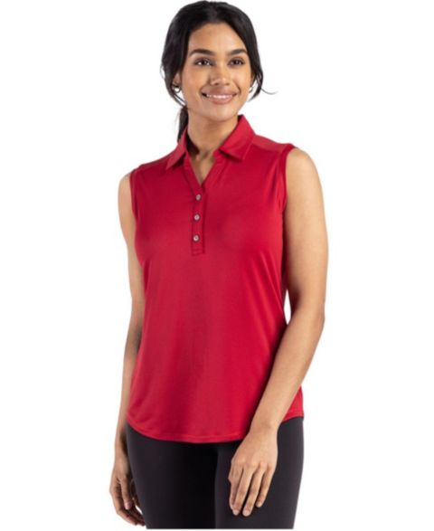 Женское поло Cutter & Buck Forge Eco Stretch Recycled Sleeveless Polo, цвет: Красный