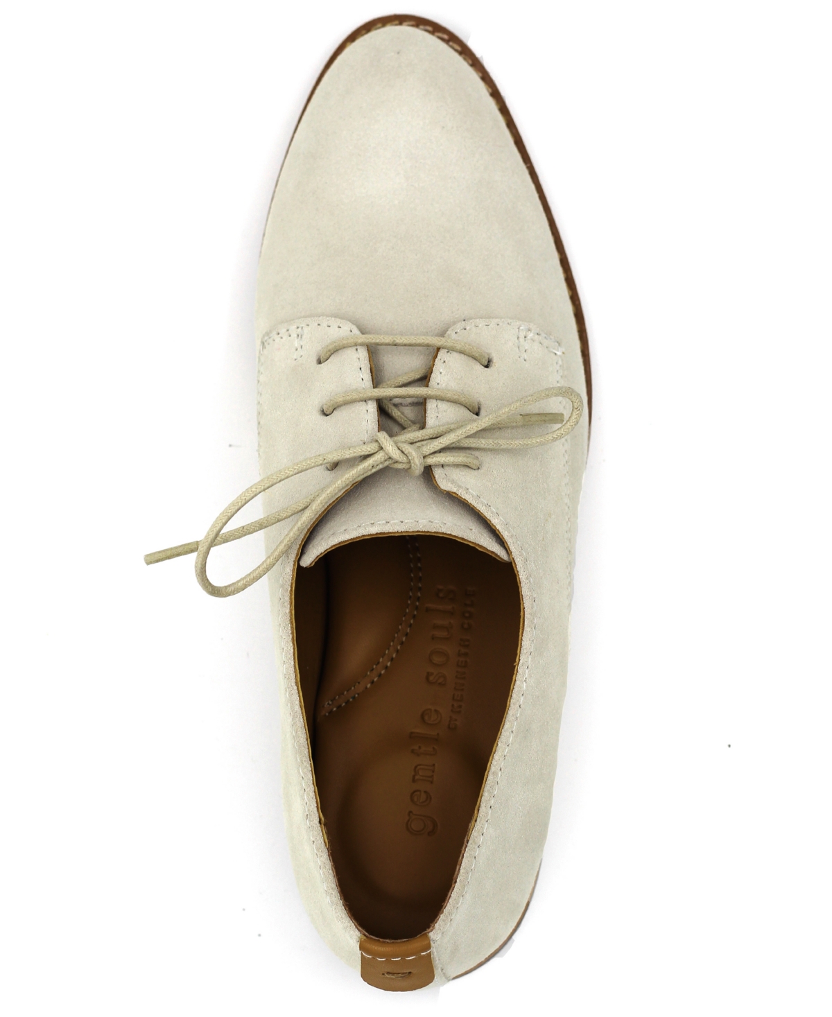 Gentle Souls Women's Aronson Almond Toe Suede Lace-up Oxford Shoes In White