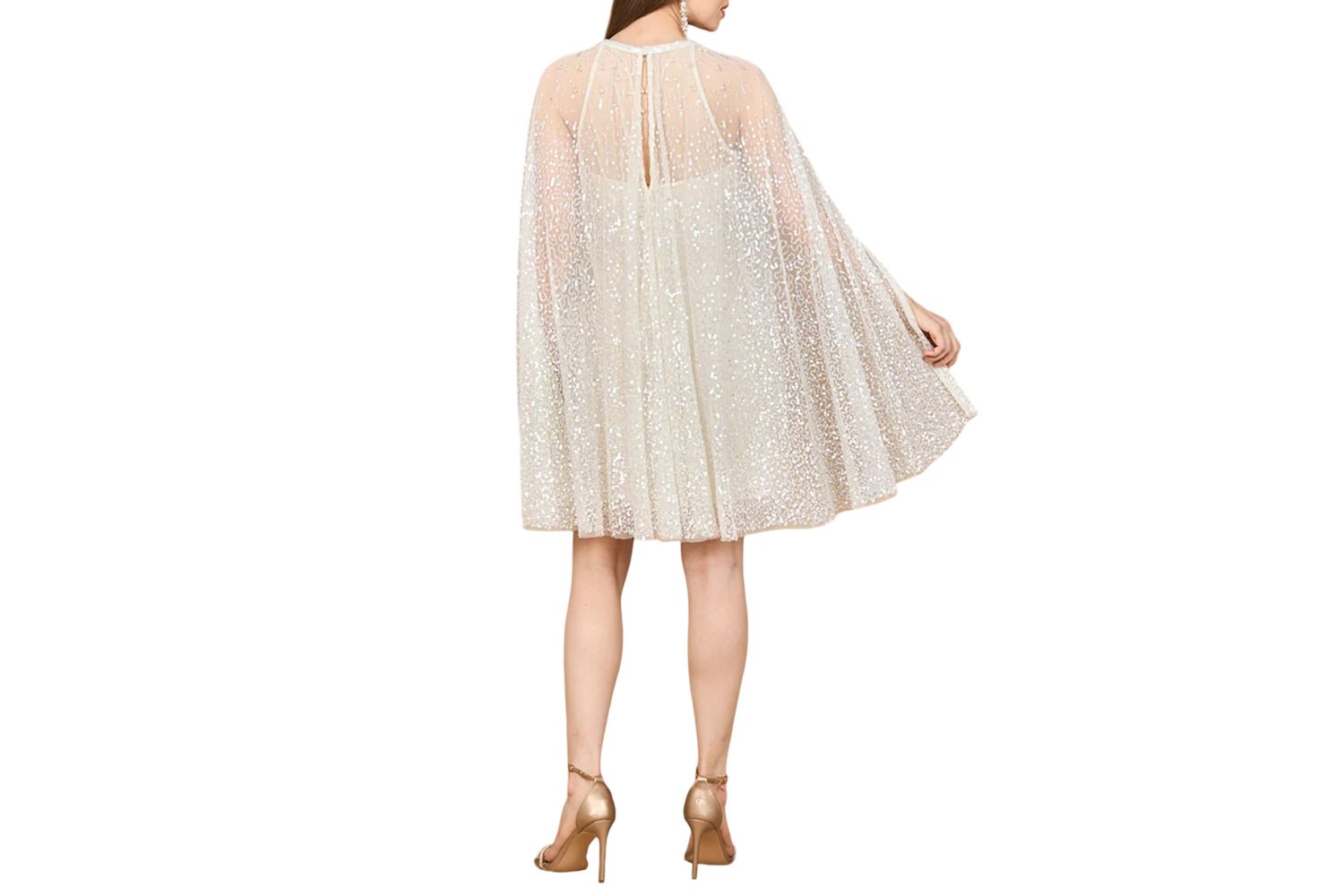 Women's Beaded Bridal Cape Dress