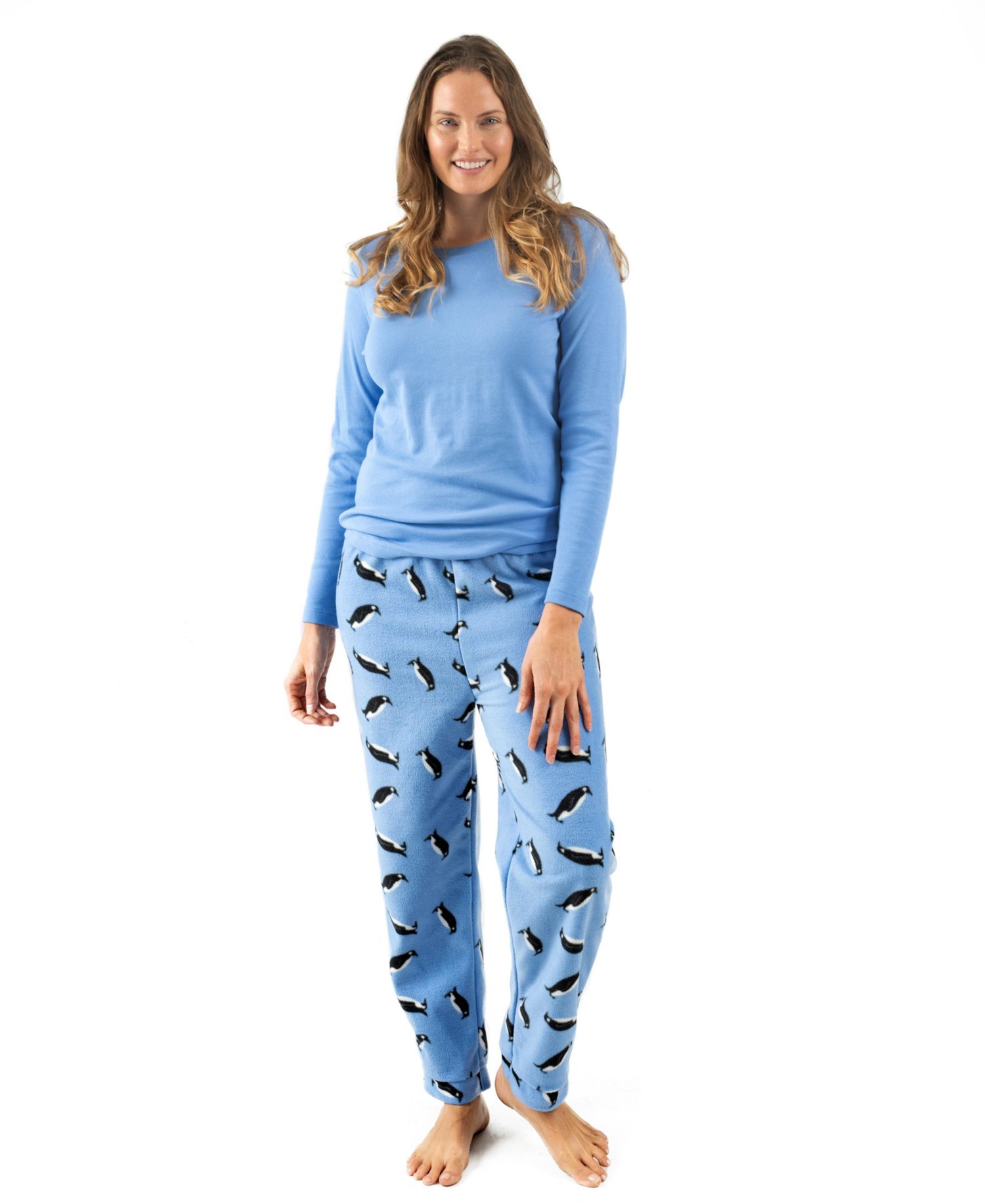 Women's Cotton Top and Fleece Pants Holiday Pajamas
