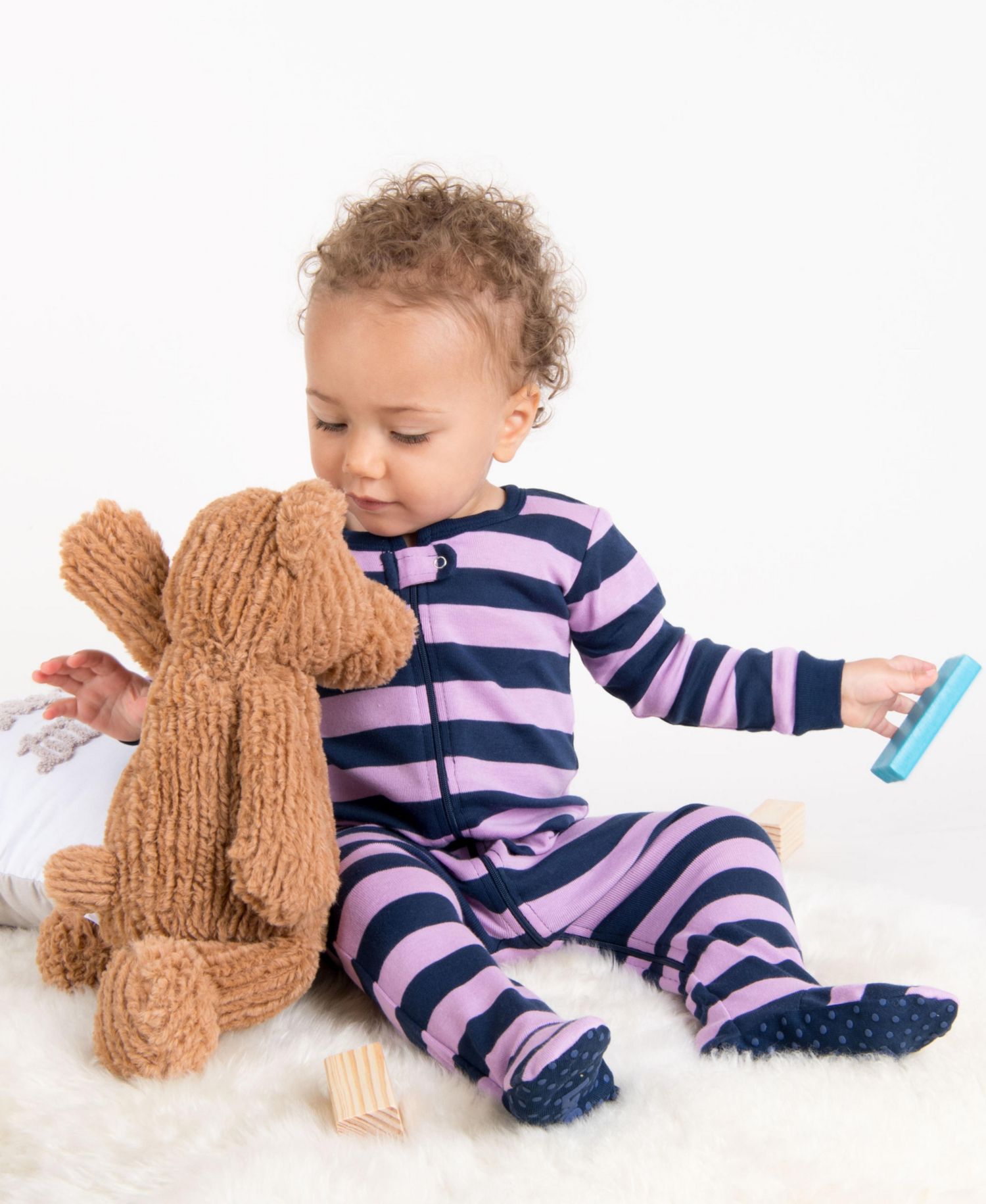 Toddler Footed Cotton Striped Holiday Pajamas