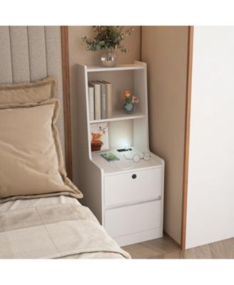 Storage Cabinet with Night Light Bookshelf