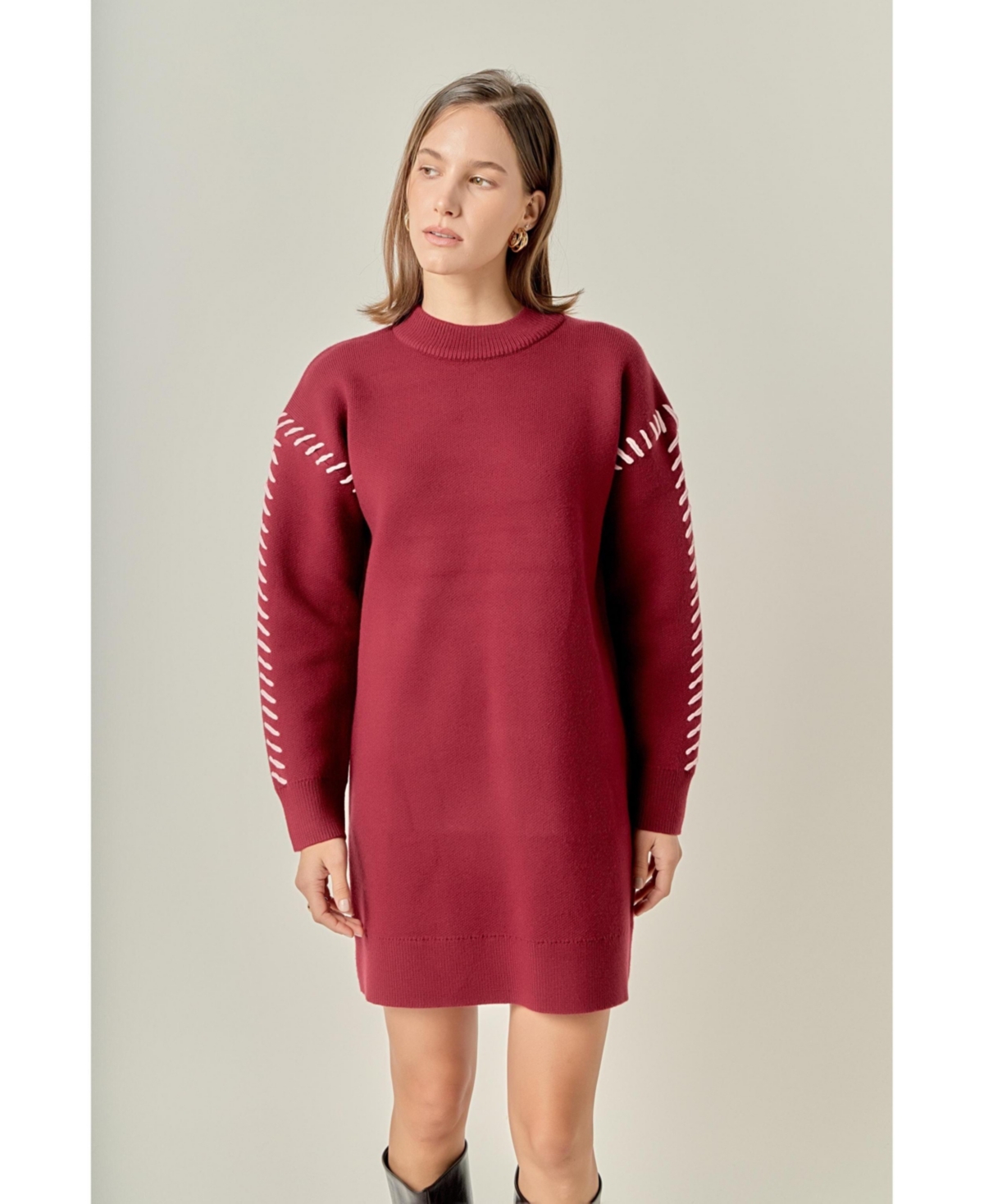 Women's Whip Stitched Knit Mini Dress