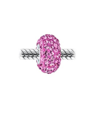 Set of 3 Solid Crystal Spacer Charm Bead Sterling Silver Core