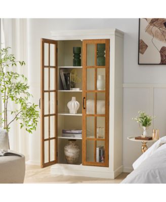 71.2" Freestanding Storage Cabinet with Glass Door